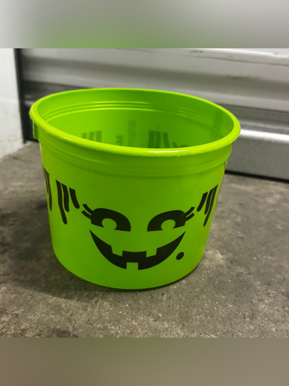 McDonald's Neon Green Halloween Treat Pail with Black Jack-O'-Lantern Face